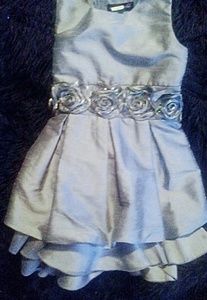 Charcoal silver dress holo sequins roses formal